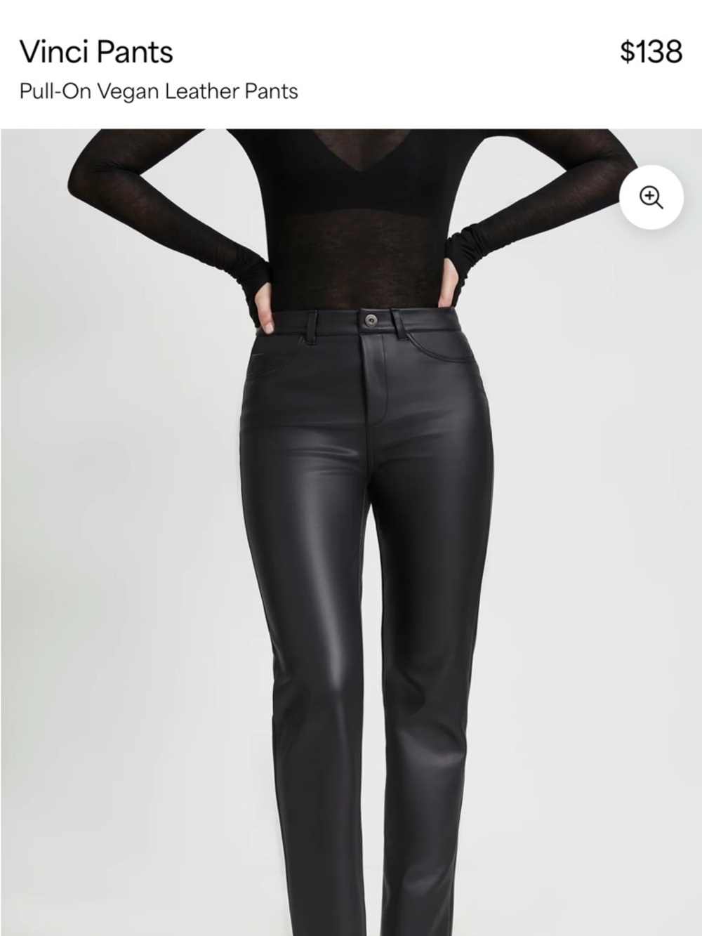 High-Rise Black Faux Leather Straight-Leg Pants